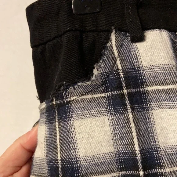 Black with black/white patched color block jeans. - Picture 3 of 5